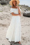 Frilly Shirred Bodice Floral Maxi Dress