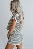 White Stripe Top and Shorts Set