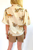 Cheetah Printed Puff Sleeve Blouse