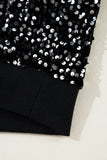 Black Sequin Crew Neck Top