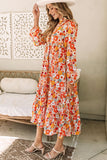 Boho Floral Long Sleeve Ruffled Dress
