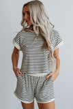 White Stripe Top and Shorts Set