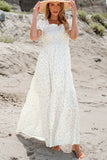 Frilly Shirred Bodice Floral Maxi Dress