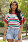 Red Trimmed Textured Top