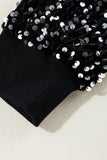 Black Sequin Crew Neck Top
