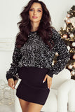 Black Sequin Crew Neck Top