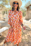 Boho Floral Long Sleeve Ruffled Dress