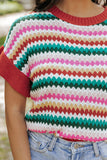 Red Trimmed Textured Top