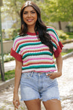 Red Trimmed Textured Top