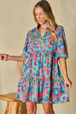 Boho Leopard Print Ruffled Dress