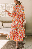 Boho Floral Long Sleeve Ruffled Dress