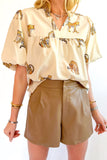 Cheetah Printed Puff Sleeve Blouse