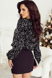 Black Sequin Crew Neck Top