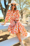 Boho Floral Long Sleeve Ruffled Dress