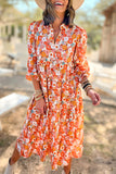 Boho Floral Long Sleeve Ruffled Dress