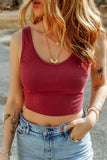 Red Sleeveless Ribbed Knit Crop Top