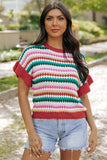 Red Trimmed Textured Top