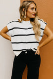 White Striped Batwing Sleeve Top