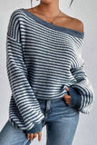 Cozy Striped Lantern Sleeve Sweater