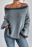 Cozy Striped Lantern Sleeve Sweater