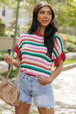 Red Trimmed Textured Top