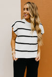 White Striped Batwing Sleeve Top