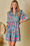 Boho Leopard Print Ruffled Dress