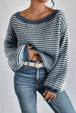 Cozy Striped Lantern Sleeve Sweater