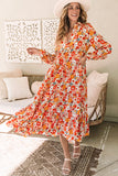 Boho Floral Long Sleeve Ruffled Dress