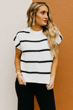 White Striped Batwing Sleeve Top