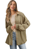 Moss Green Distressed Waffle Knit Shacket