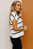 White Striped Batwing Sleeve Top