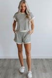 White Stripe Top and Shorts Set