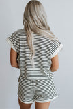White Stripe Top and Shorts Set