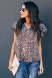 Flutter Sleeve Detail Blouse - Dotted Brown