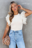 Mesh Sleeve Top - White