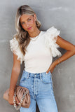 Mesh Sleeve Top - White