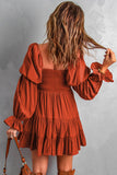 Boho Ruffled Smock Dress