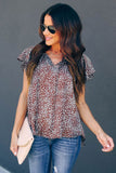 Flutter Sleeve Detail Blouse - Dotted Brown