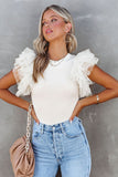 Mesh Sleeve Top - White