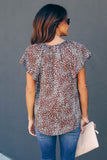 Flutter Sleeve Detail Blouse - Dotted Brown