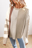 Khaki Knit Color Block Sweater