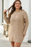 Beige Cable Knit Sweater Dress