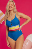 Color Block Crisscross One Piece Swimwear