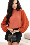 Russet Orange Swiss Dot Blouse