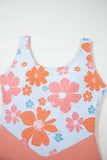 Orange Floral Backless One Piece Swimsuit