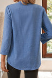 Notched V Neck 3/4 Sleeve Blouse