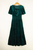 Evergreen Velvet Velvet Tiered Maxi Dress