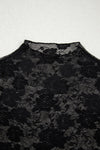 Floral Mesh Lace Mock Neck Top