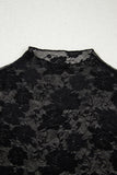 Floral Mesh Lace Mock Neck Top